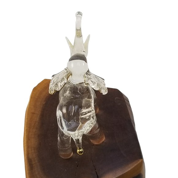 Collectible Miniature Lucky Elephant Hand Blown Art Glass Figurine w 22KT.Gold - Picture 5 of 9